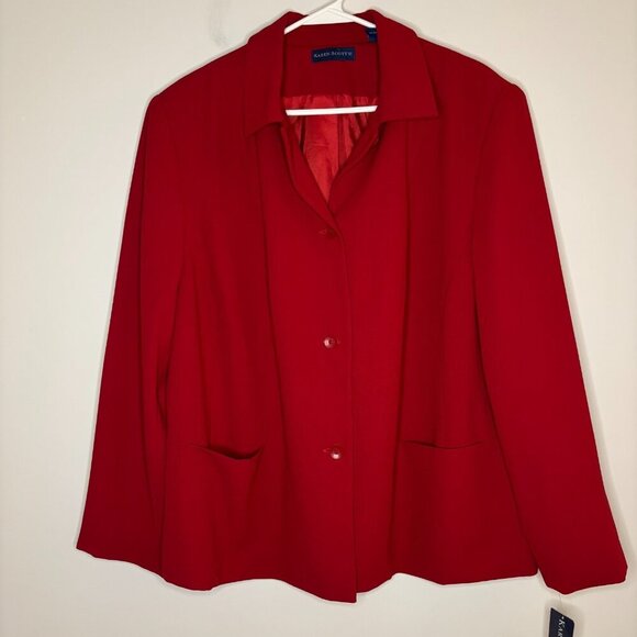 KAREN SCOTT NEW Blazer Womens 20W Red Plus Lined Collared Professional - Picture 1 of 6